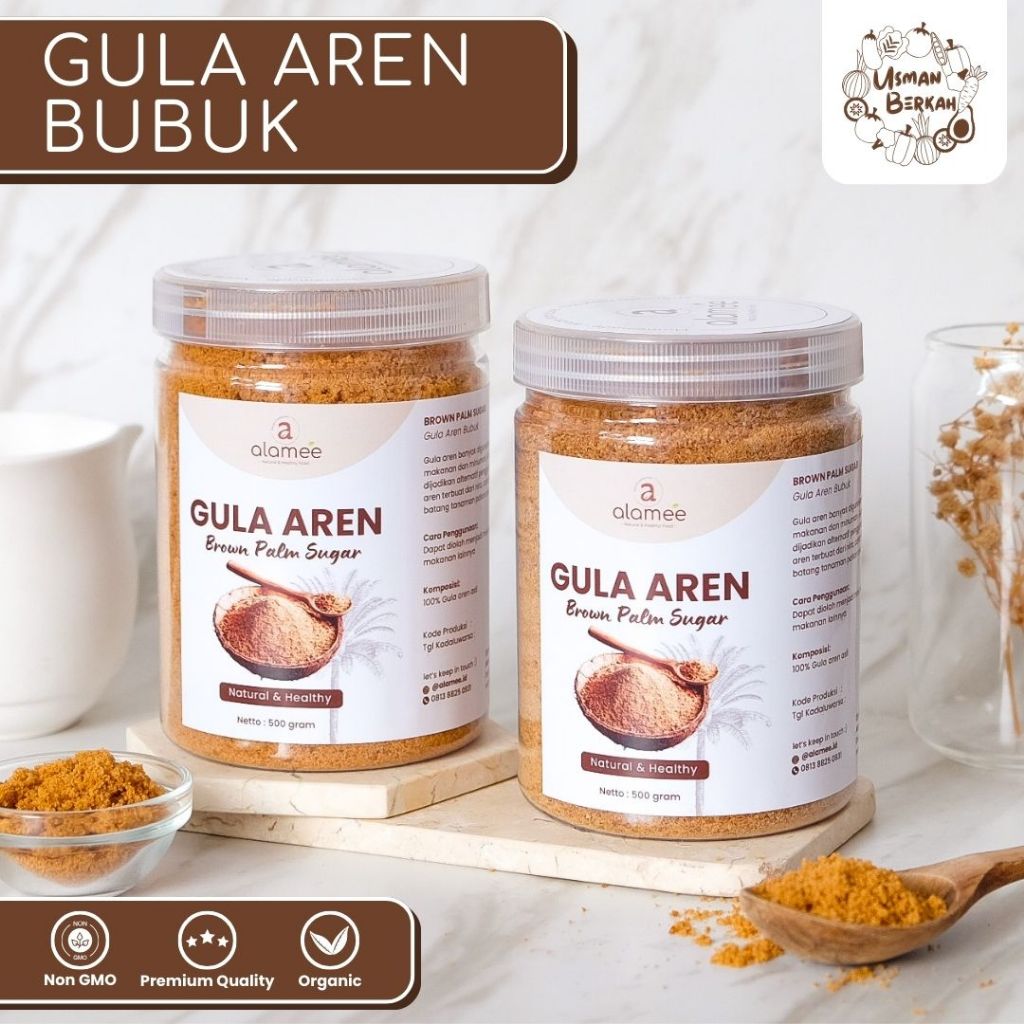 

Gula Aren Bubuk Organik Asli Palm Sugar Premium Semut Powder Natural Organic Pure Tanpa Bahan Pegawet 100% Organik USMAN BERKAH