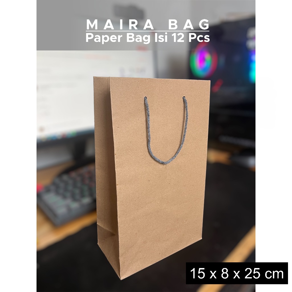 

(12 Pcs) Paper Bag Wafer Uk 15x8x25 cm / Tas Kertas Paperbag / Tas Souvenir