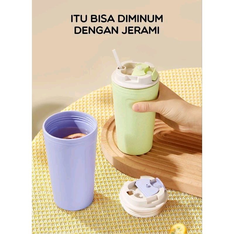 BONBOX Botol Minum 420ml Tumbler Sedotan Karakter Botol Jerami