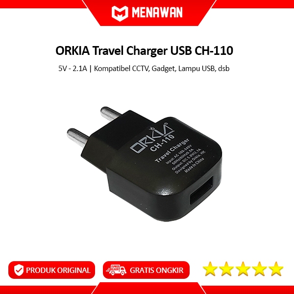 ORKIA Adaptor Charger Batok Kepala Charger USB CCTV Camera 5V-2.1A Universal Original