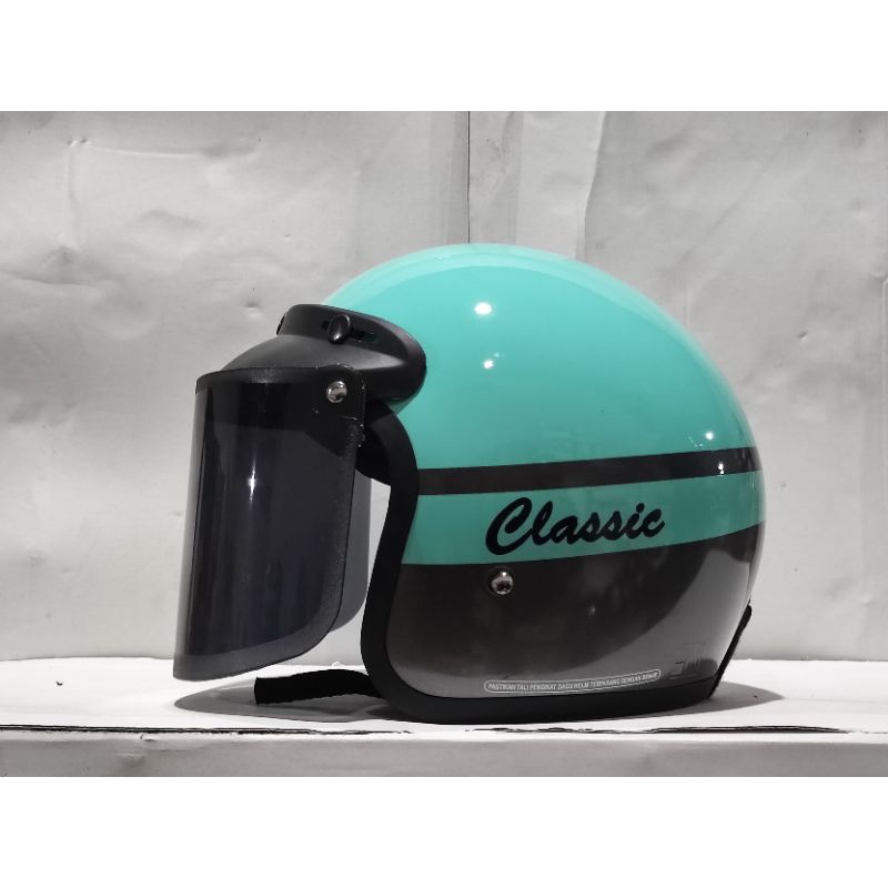 helm bogo classic garis tiga_helm bogo polos kaca datar_helm bogo dewasa pria wanita SNI