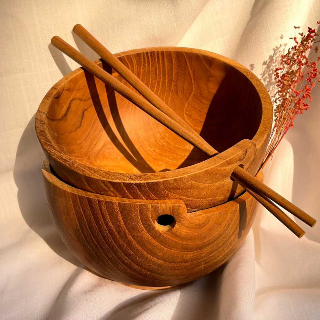 Mangkok Mie Ramen / Mangkok Kayu Jati / Mangkuk Sumpit Mie / Mangkok Sumpit Kayu /  Mangkok Bakso