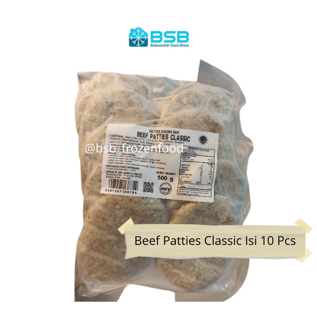 

Bernardi Beef Patties Classic / Daging Sapi Burger 450gr Isi 10 Petties Pattie Burger