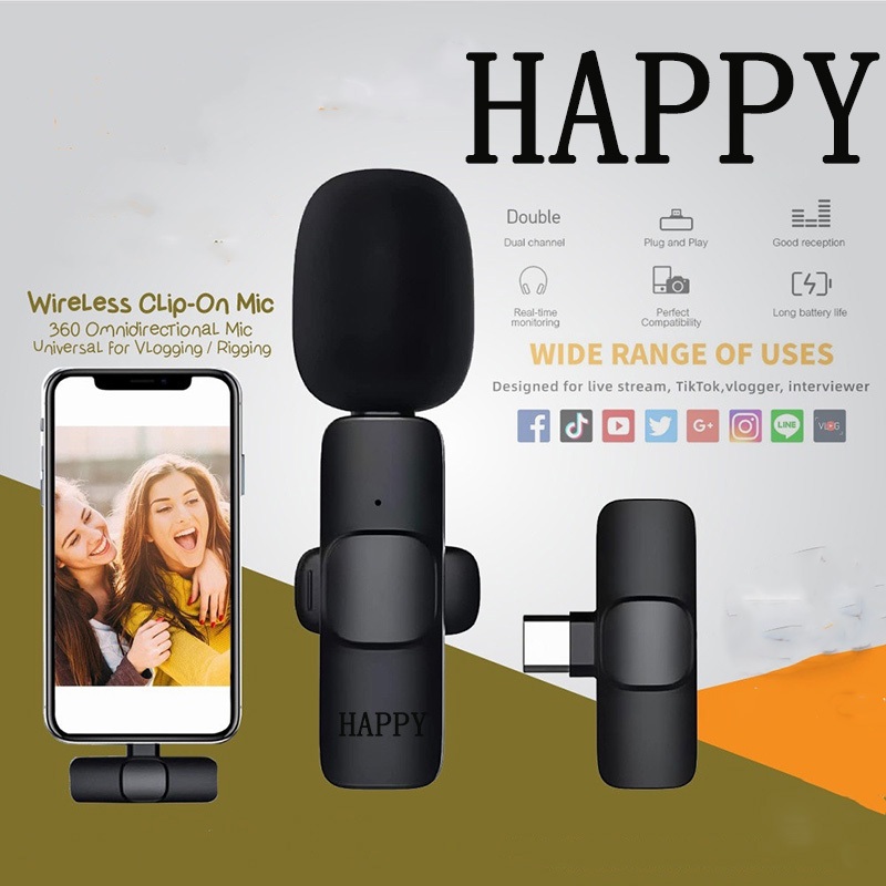 Mic Clip ON Wireless K8 Microphone Mic Clip On Youtuber Wireless USB/Mic Youtuber Bluetooth