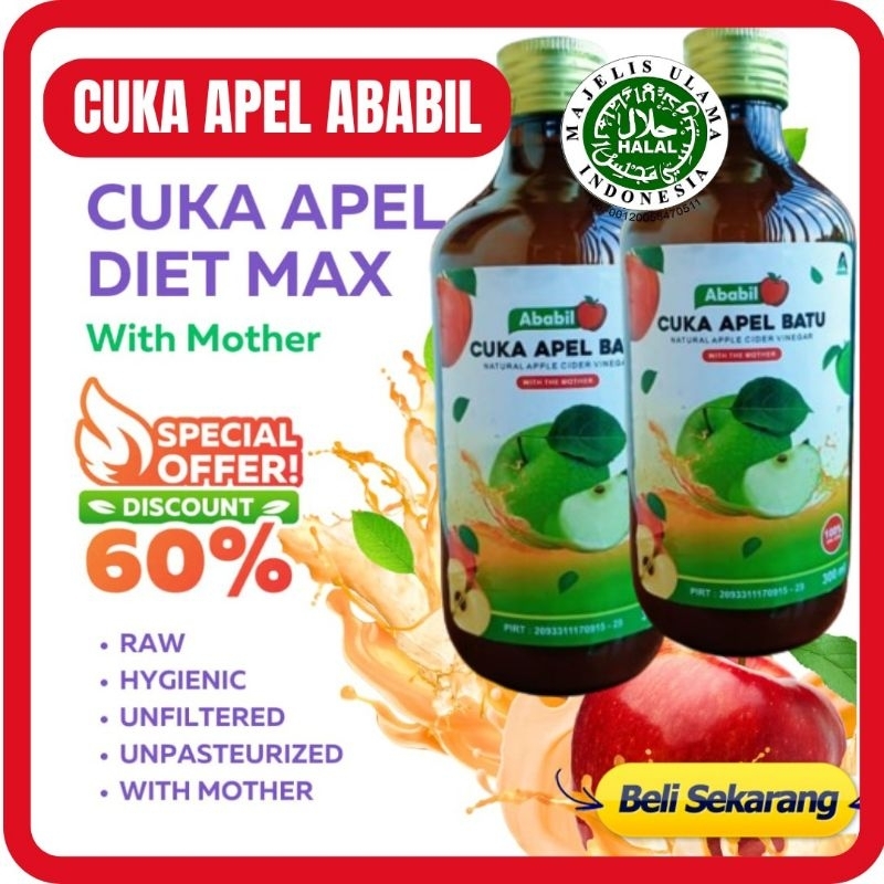 

CUKA APEL ABABIL 300 ML - CUKA APEL ABABIL MALANG SARI BUAH APEL MALANG APPLE CIDAR VINEGAR WITH MOTHER APEL MALANG ASLI