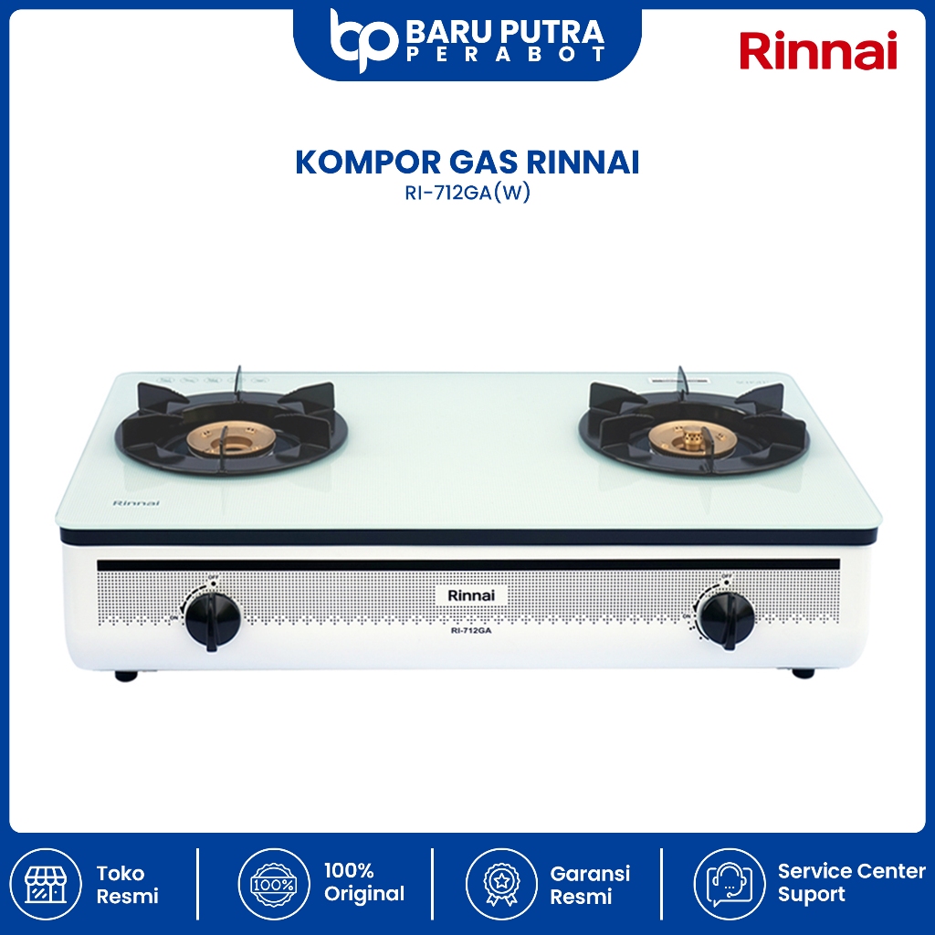 Rinnai RI-712GA W Kompor Gas kaca 712GAW 2 Tungku rinai RI712GAW