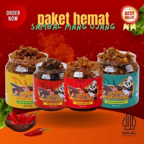 

PAKET HEMAT SAMBAL MANG UJANG ALL VARIAN ISI 4 BOTOL 200Gr | Sambal rumahan | Sambal terbest seller