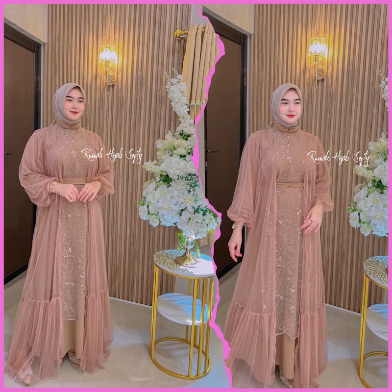 {RHS} Berliana gamis set outer lepas pasang / gamis 2 in 1 / gamis kondangan /gamis bridesmaid