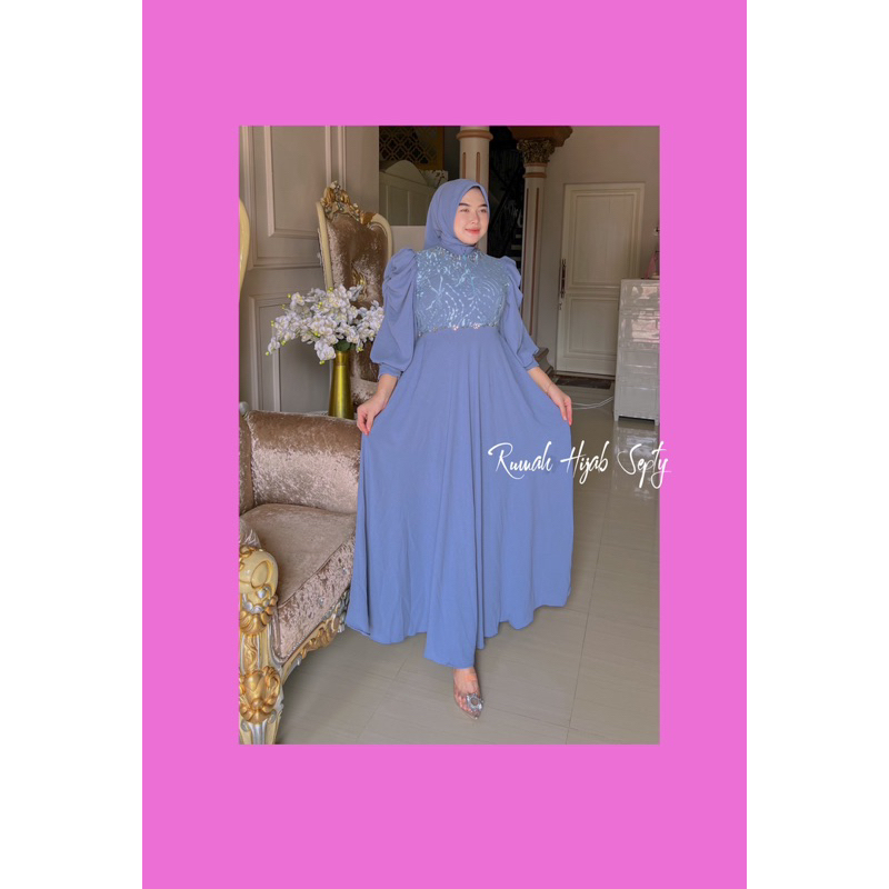 {RHS} LYANDRA GAMIS FREE HIJAB / GAMIS CRINKLE JUMBO / GAMIS BROKAT KONDANGAN MAYUNG