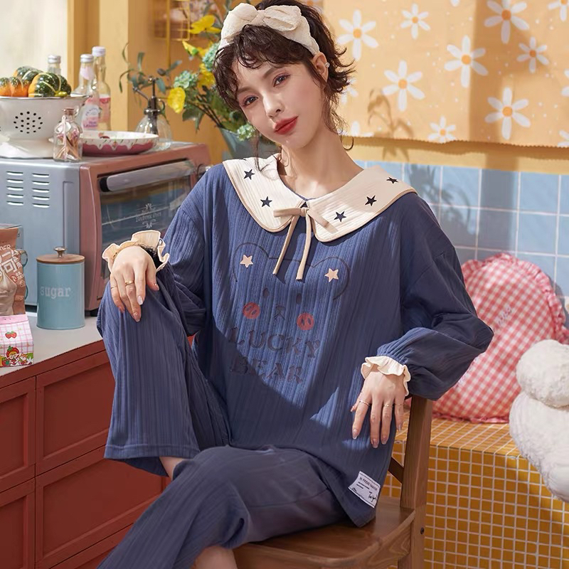 Baju tidur lengan panjang celana panjang/ Piyama kekinian/ piyama populer