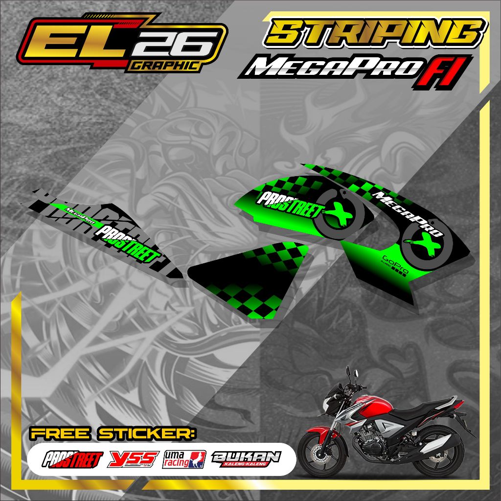 504 STRIPING STICKER HONDA MEGA PRO FI - STICKER HONDA MEGA PRO FI MOTIF PROSTREET