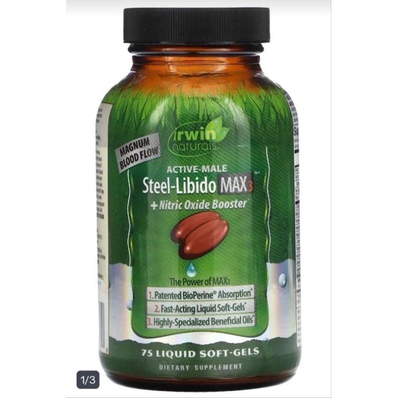 Irwin Naturals Steel Libido Max3 Nitric Oxide Booster Vitalitas USA