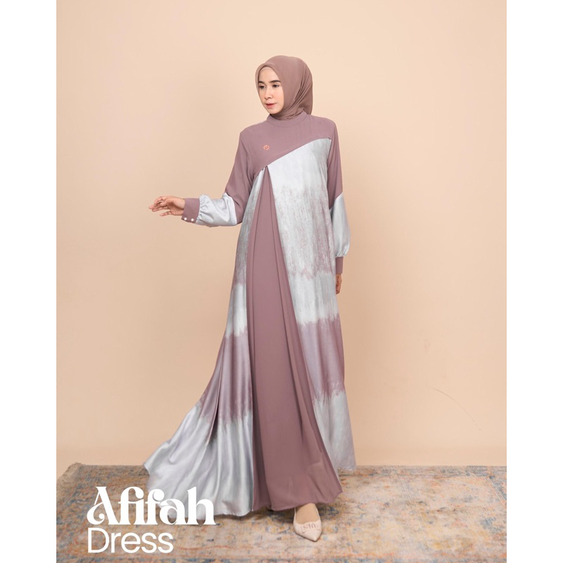 Afifah dress by marevi/gamis silk mewah/gamis jumbo/gamis printing/bisa cod