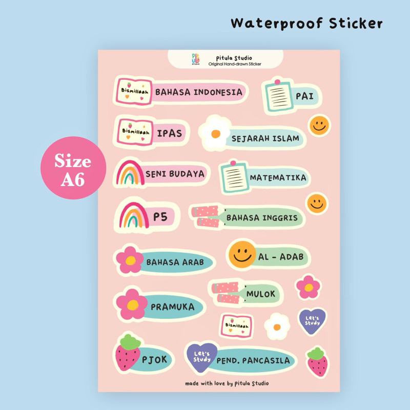 

Stiker Mapel Buku / Stiker Mata Pelajaran for GIRLS (A6) by Pitula Studio