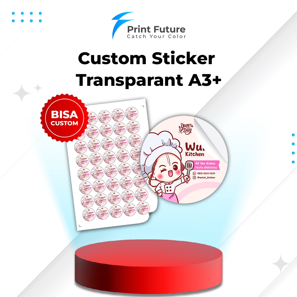

Stiker Transparant A3+ Cutting Kisscut Diecut Label Kemasan Makanan, Minuman, Label Produk