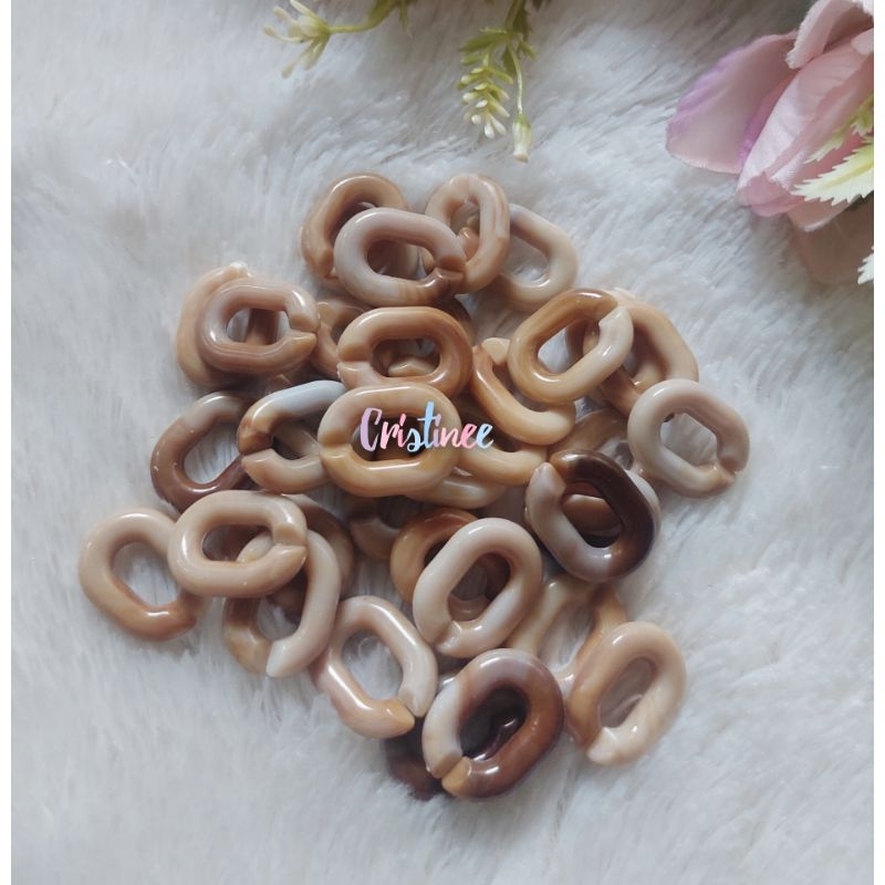 Mote Rantai plastik/ Bahan rantai marmer buat kalung masker ( 20pcs)