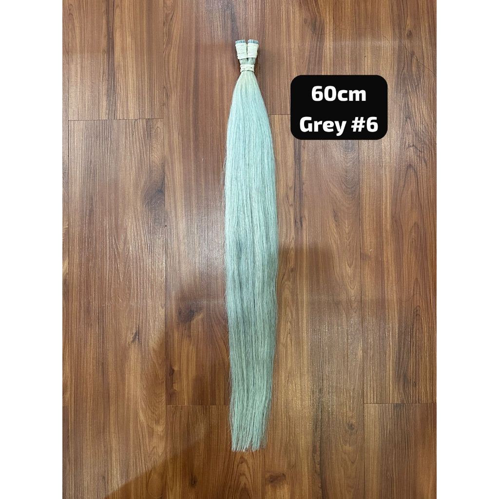 hair extension  RAMBUT ASLI grey #6 SIZE 60CM