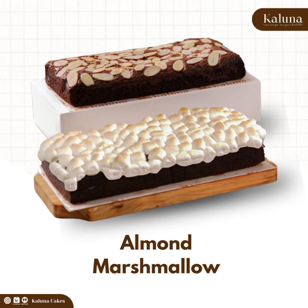 

Kaluna Cakes Kue Brownies Panggang Fudgy Paket Bundling Almond & Marshmallow | Size 22x10