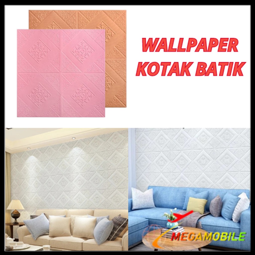 MM Wallborder Dinding 3D Motif Kotak Batik 3mm Wallpaper 3D Foam Motif Batik Sultan 70 x 70Cm Tebal 