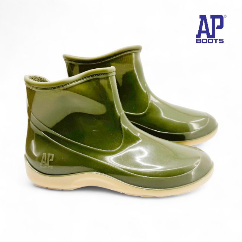 Sepatu Boot Wanita AP BOOT 2005 Boot Pendek 23-25 Hijau Glossy Mengkilap Ankle Boots