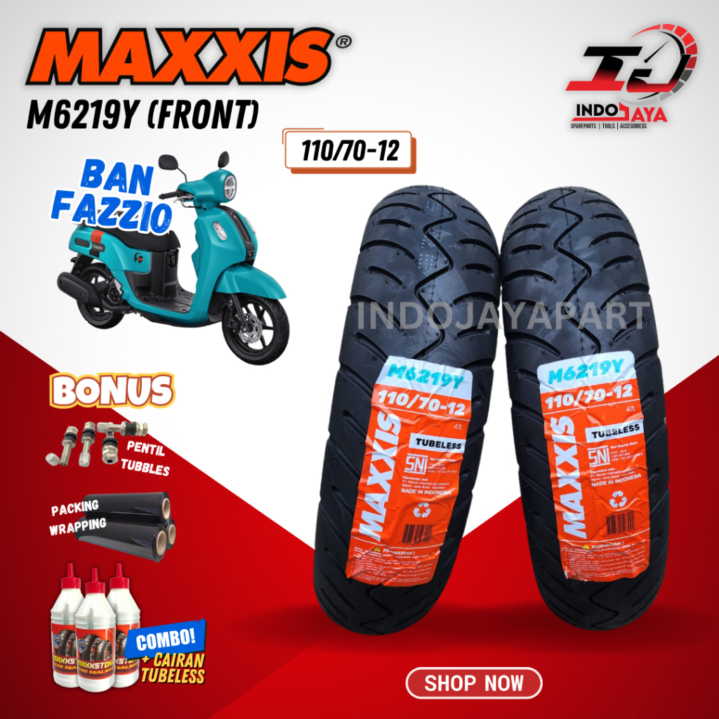 PRODUK TERBARU BAN TUBELESS MAXXIS UNTUK FAZZIO M6219Y (110/70-12) FRONT AND REAR / ORIGINAL MAXXIS 