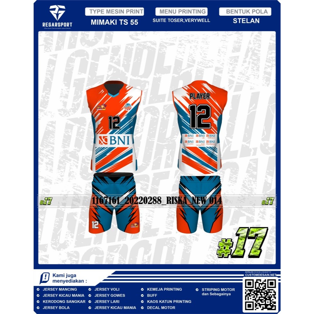 Baju Jersey Voli BNI 46 Terbaru Volly Pria Full Printing Bebas Request
