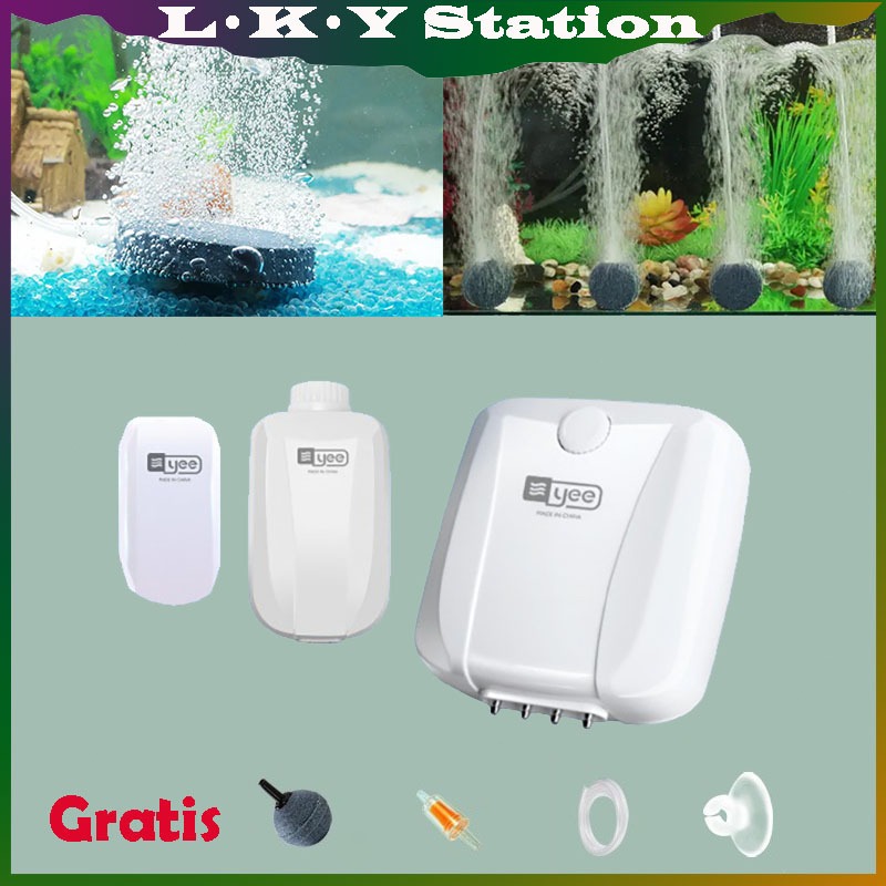 Aquarium Silent Aerator Air Pump Gelembung Oksigen Pompa Udara Akuarium AC 1 2 4 Lubang Airator Ikan