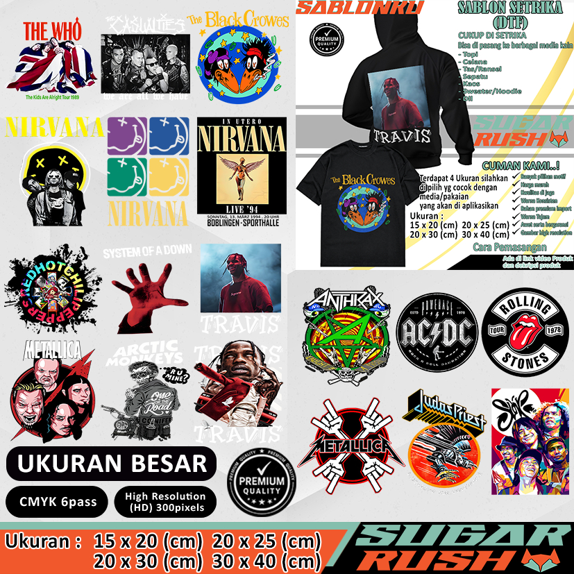 Sablon setrika  kaos sablon DTF band metal part 28 sablon dtf satuan kaos