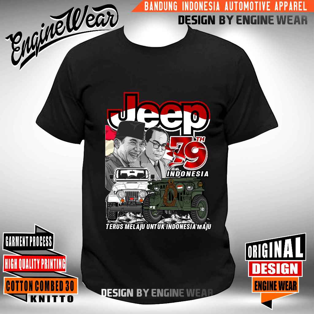 Kaos Jeep kemerdekaan indonesia merdeka tshirt rubicon kaos willys baju Offroad 4x4 4WD baju wrangle