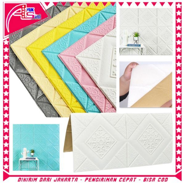 AS Wallpaper 3D Foam Motif Batik Sultan 70 x 70Cm Tebal 6mm Sticker Wallborder Dinding 3D Motif Kota