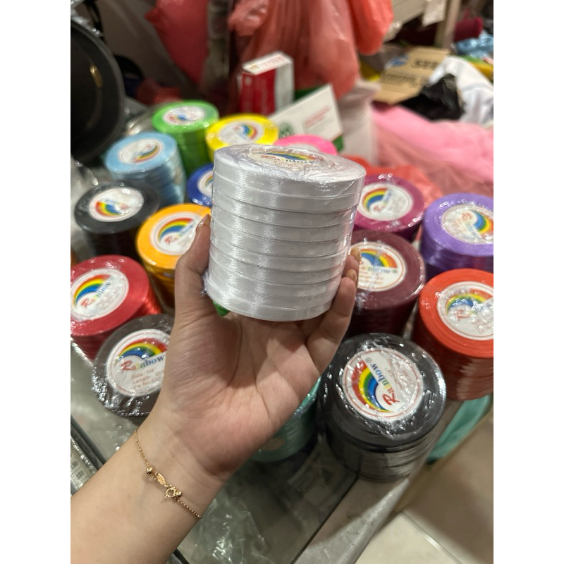 

pita satin ukuran 1/4 inch warna putih