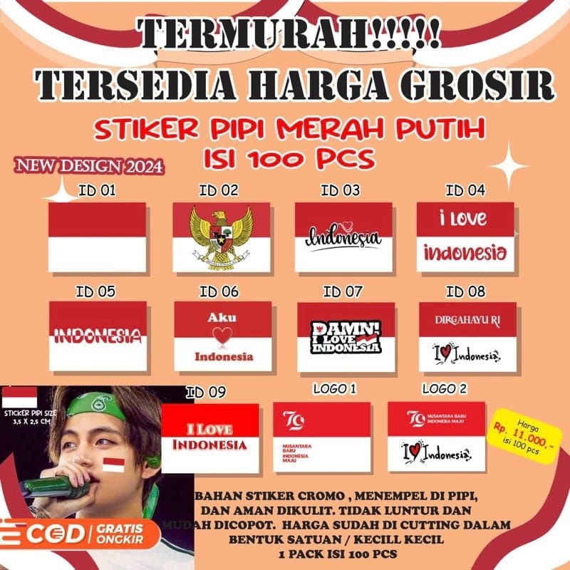 

sticker pipi / sticker merah putih / sticker bendera merah putih (50pcs)