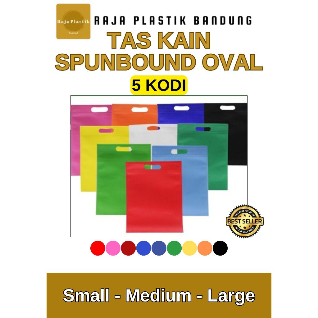 

Spunbound Goodie Bag Tas Belanja PAKET 5 KODI Model OVAL Kantong Kain