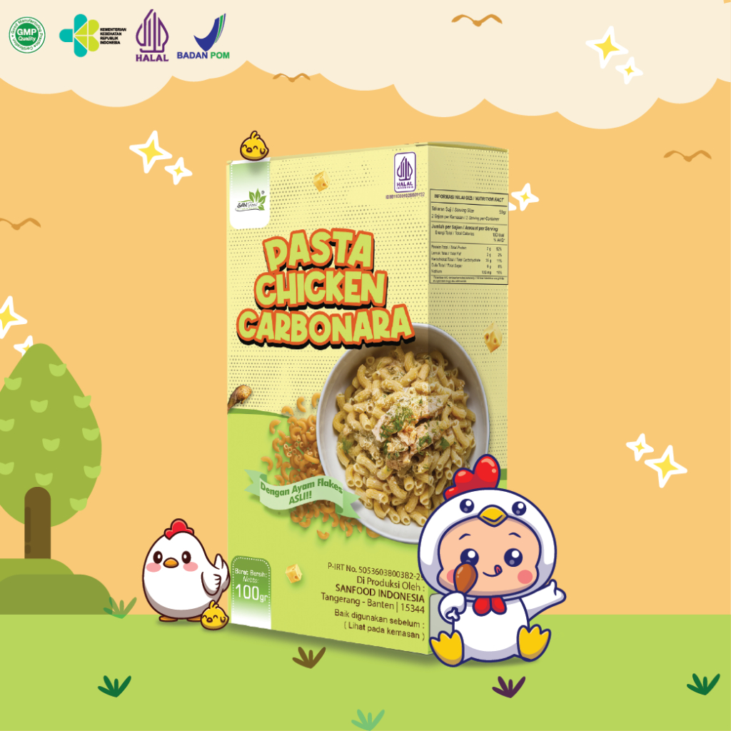 

Sanfood Pasta Carbonara Creamy Chicken 100 gr Pasta Instan rasa Ayam Non MSG Non Pengawet MPASI