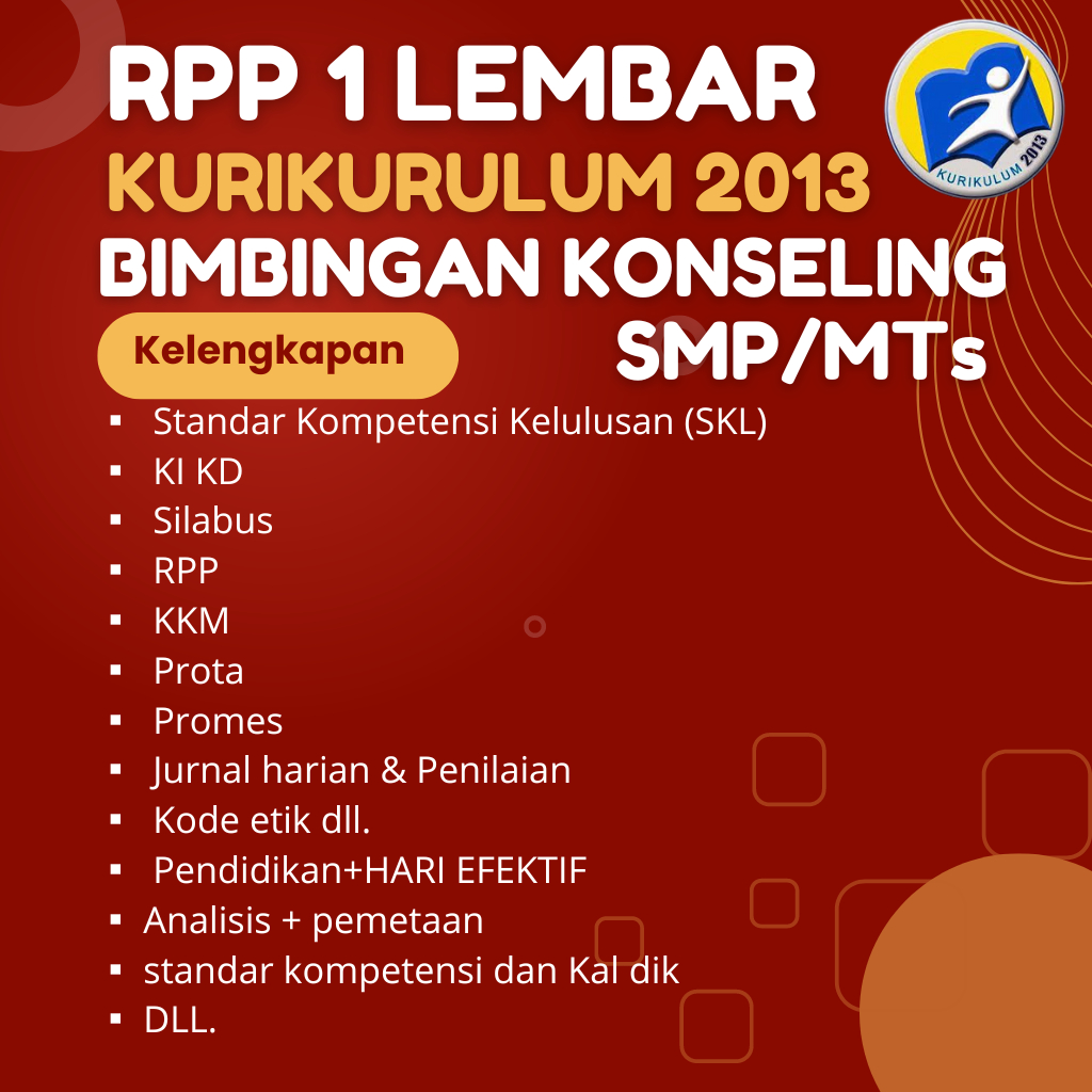 RPL 1 LEMBAR BIMBINGAN KONSELING SMP/MTs KURIKULUM 2013 LENGKAP