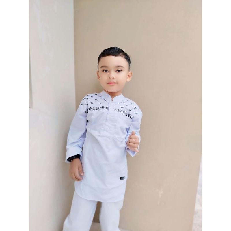 murah koko ar rayyan bordir // setelan baju koko putih anak laki laki