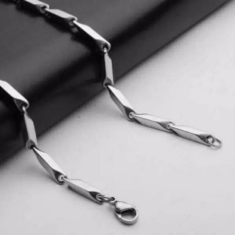 Kalung Padi Silver Titanium Kalung Fashion Kekinian Kalung cowok cewek anti karat