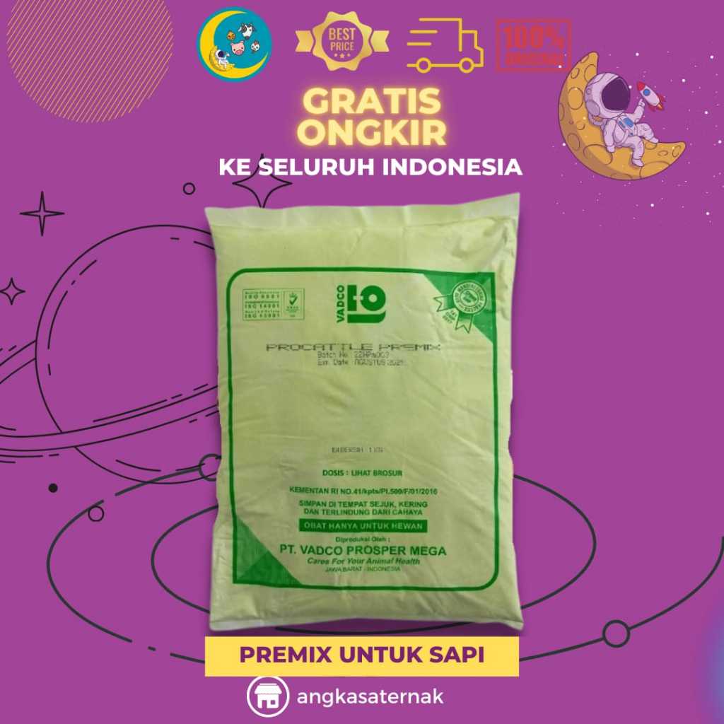 PROCATTLE PREMIX 1 Kg VADCO - PRO CATTLE - Premix Vitamin Mineral Sapi Kambing Domba Potong Pedaging