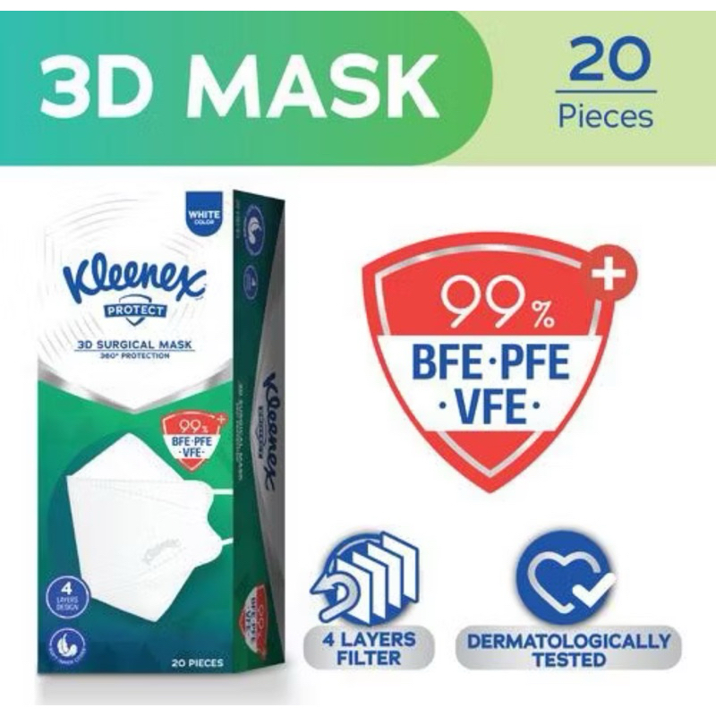 MASKER KLEENEX 3D SURGICAL MASK 4PLY PREMIUM / KF94