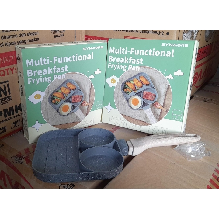 Frying Pan 3 Hole Teflon 3 Lubang Smart Breakfast Pan Wajan Panci