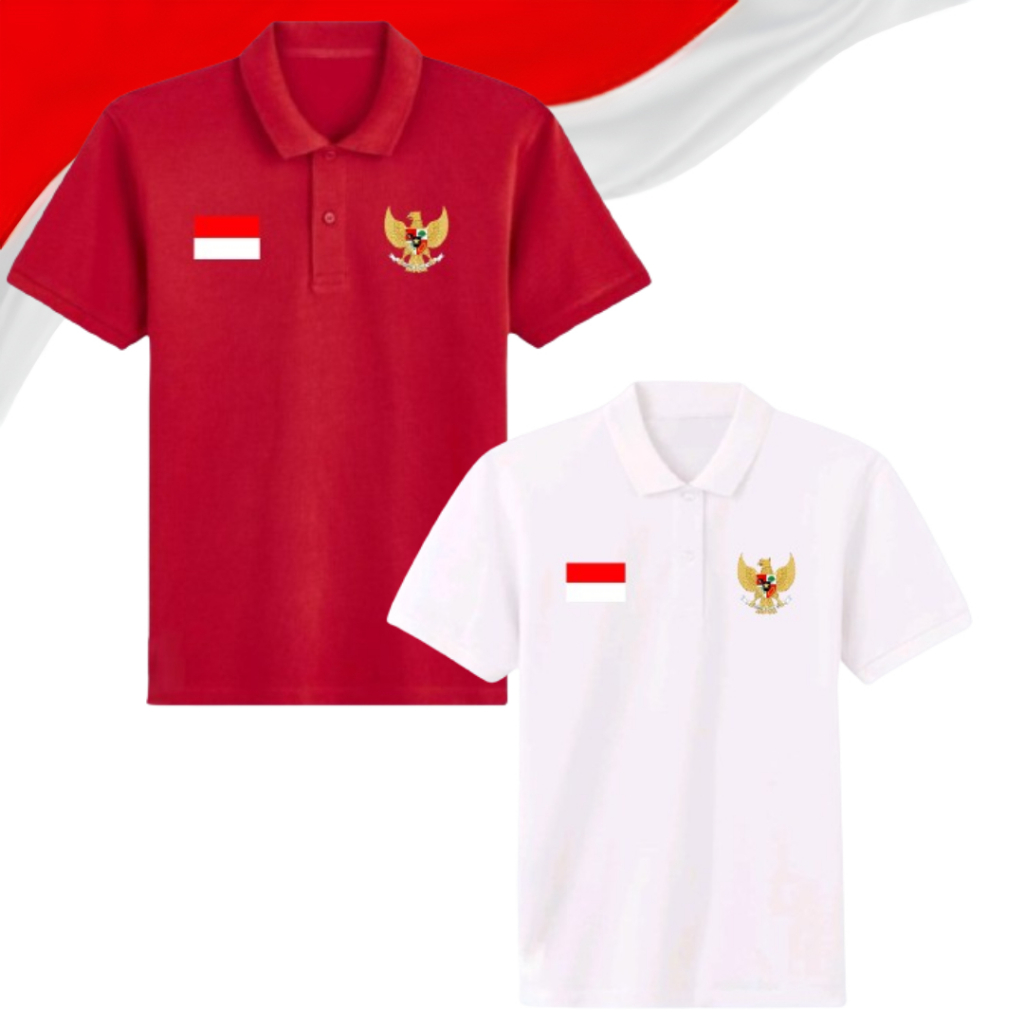 Baju Kaos Polo Kerah Garuda Bendera/Kaos Polo/Kaos Seragam/Kaos Polo Garuda Indonesia/Baju Polo