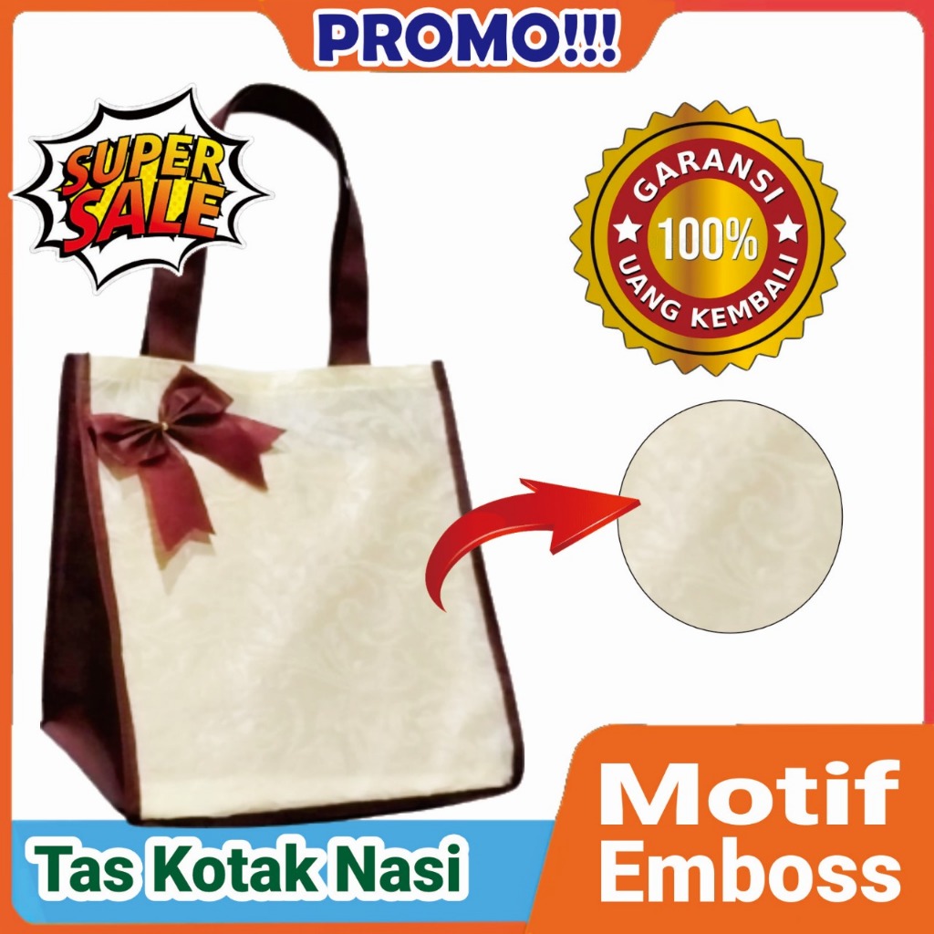 

Tas Tasyakuran Walimahan Embos Tekstur Kotak Nasi 22x22 Per Lusin ( 12 PCS )