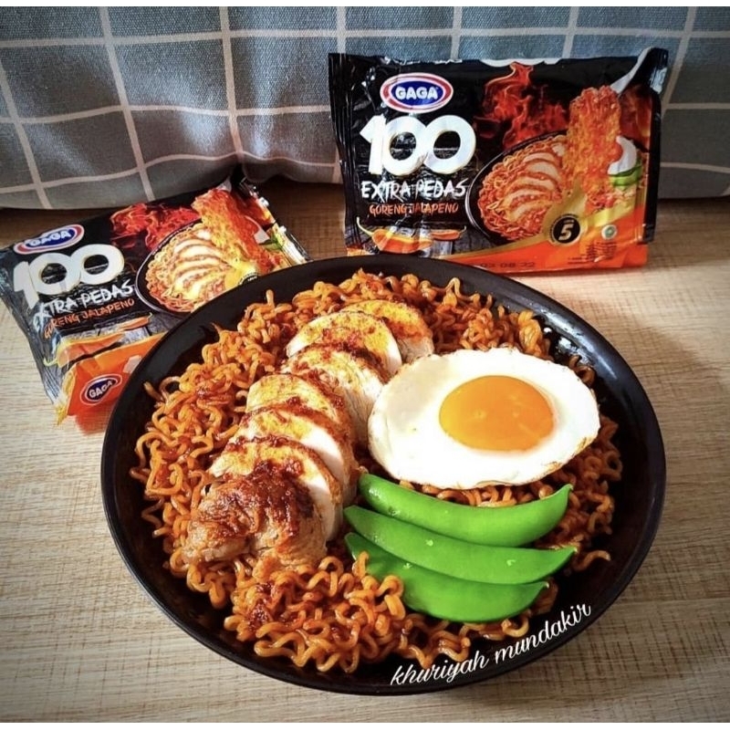 

mie instan gaga 100 / extra pedas mi noodle goreng kuah jalapeno