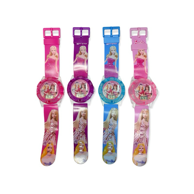 Jam Tangan Anak Musik LED LASER Karakter BARBIE HITS Banyak Warna Termurah