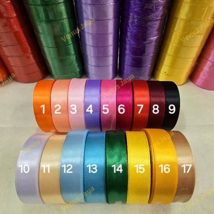 

[3/4" / 2cm] Pita Satin Polos / Pita Kain Polos Warna Warni / Satin Ribbons ±18mtr