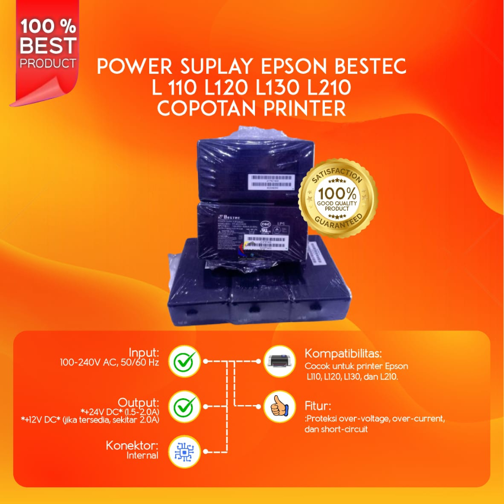 POWER SUPLAY Epson Bestec L110 L120 L130 L210  COPOTAN PRINTER
