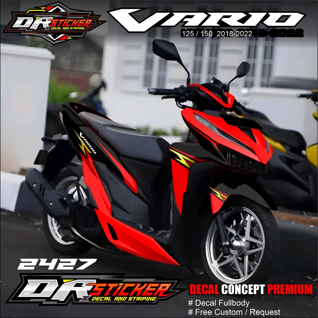 Sticker Variasi Motor Vario Desain Mugen Sticker FullBody VARIO 125/150 Terbaru-vario Led 2018-2021