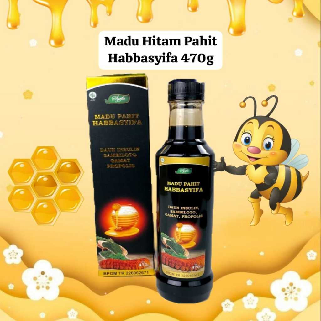 

Madu Hitam Pahit Plus Propolis HABBASYIFA 470 Gram