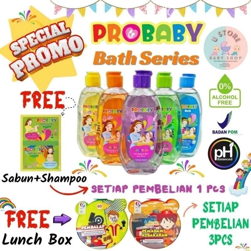 Probaby Bath body & hair 200ml & 150ml / Sabun Probaby / Sabun Mandi dan Shampo Probaby Sabun Mandi 