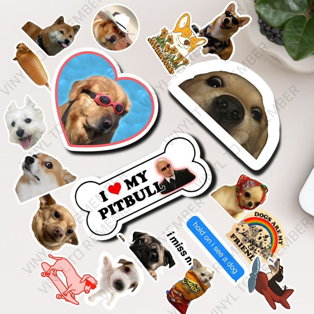 

Stiker Asesoris Anjing Hewan Meme Peliharaan Lucu Pitbull Cihuahua Pug Doge Corgi Golden Dachsund